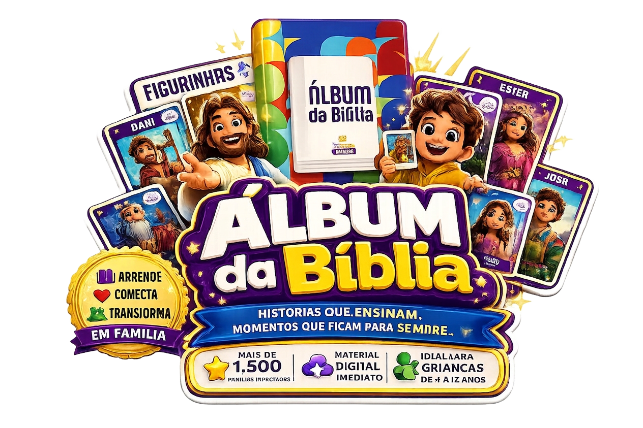 Álbum da Bíblia com figurinhas dos personagens bíblicos